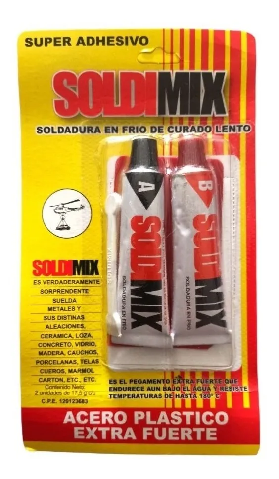 [FAP0002] ACERO PLASTICO EXTRA FUERTE. (2 UNID. 17.5 grs c/u). SOLDIMIX