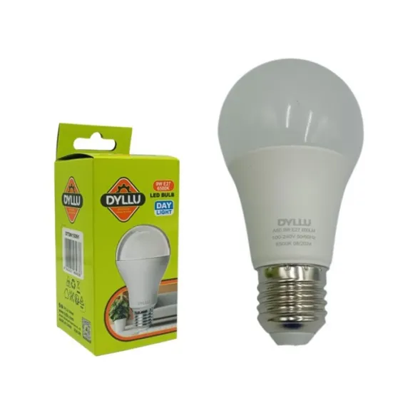 [FBA0032] BOMBILLO AHORRADOR LED BULBO 9 W, 6500K, E-27 (100-240V). DYLLU