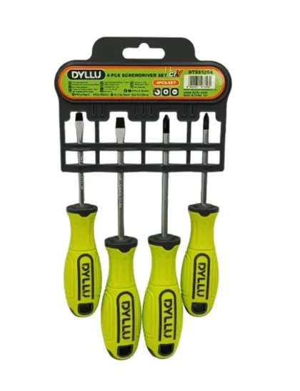 [FJD0134] JUEGO DE DESTORNILLADORES 4 PZS CR-V, MANGO ERGONOMICO. DYLLU