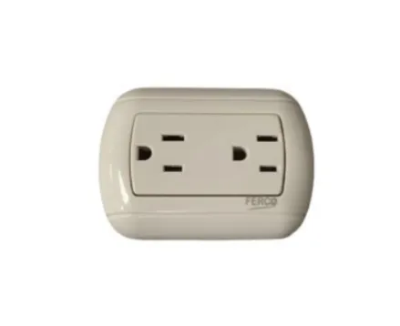 [FTD0217] TOMA DOBLE SUPERFICIAL 2 POLOS + T, MARFIL OVALADA 127V/250V. FERCO